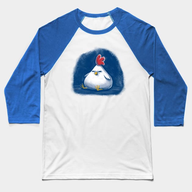 Angry Chicken Blues Baseball T-Shirt by Raging Sockmonkey